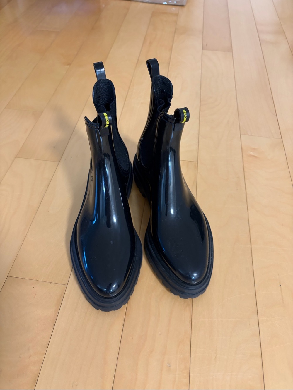 Black Chelsea Rain Boots - Womens Slip-On Ankle Boot